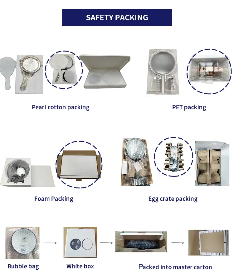 Espelho de mesa de alta qualidade para cosméticos, espelho de mesa com armazenamento, espelho de mesa de metal, ampliador, com caixa de armazenamento