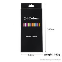 Ensemble de crayons de couleur métalliques 12 couleurs, en bois, non solubles, nacrés, pour journalisation, papeterie étudiante