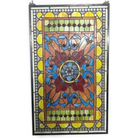 Patrón de flores película de privacidad techo cúpula suministros precios lámpara sombra cuentas colibrí ventana colgantes vidrieras para Iglesia