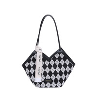 Tas Tote PU Retro Trendy May Shine untuk Wanita, Tas Kasual Kapasitas Besar, Penutup Ritsleting, Tekstur Indah, Bahan Poliester Portabel