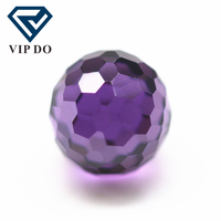Perles rondes à facettes de 3mm-12mm, améthyste/d-améthyste, zircone cubique, boule à facettes synthétiques, perles en pierre CZ avec trou de perçage