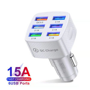 ที่ชาร์จในรถยนต์แบบ 6 in 1 QC3.0 6USB 15A วัสดุทนไฟ PC ได้รับการรับรอง CE FCC ที่ชาร์จเร็วสำหรับโทรศัพท์มือถือ - Product Image 3