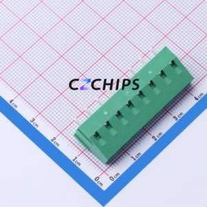 MX128-5.08-08P-GN01-Cu-Y-A Screw Terminal Block Through hole Component (THT),P=5.08mm Connector 1x8P 5.08mm Green Through Hole - Product Image 2
