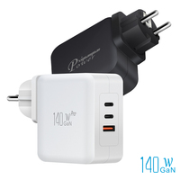 Euro EU Deutschland Stecker Wandladegerät 140W mit 2C1A Typ-C USB PD3.1 GaN Schnellladung AC-Adapter für Mobiltelefon Laptop