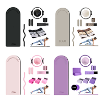 Ensemble de fitness pour la maison avec barre d'haltères personnalisable avec logo, haltères en silicone, anneaux de musculation, tapis de yoga et accessoires de yoga et de Pilates
