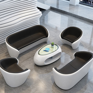 أريكة استقبال لامعة للبيع الساخن BSF11 لصالونات التجميل، أريكة مكتب حديثة متينة، طقم أثاث بتشطيب دهان حراري، أريكة جلدية بثلاثة مقاعد - Product Image 3