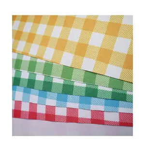 Polyester oxford gingham printed waterproof white PVC coated durable picnic mat fabric