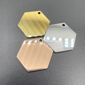 Шестигранные пластины из нержавеющей стали, золотые, розовые, золотые, на заказ, штампованные шестигранные пустые метки - Product Image 5