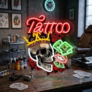 Skull tattoo neon LED dimmable USB ambient light shop window decoration light entrance indicator light luminous <b>sign</b> custom 5V - Product Image 5
