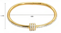 Bracelet de fête pour femme en acier inoxydable plaqué or 18 carats, motif géométrique diamanté, design taille fine et tendance
