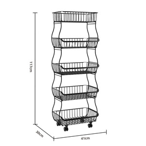 Keuken ijzeren draadrek met 4 planken, opvouwbaar, multifunctioneel, voor groenten & fruit - Product Image 5