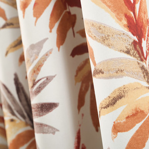 Rideau occultant à œillets imprimé motif feuilles tropicales botaniques Bahamas <span class=keywords><strong>orange</strong></span> vif, prêt à poser, pour salon - Product Image 4