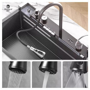 Nuove Tendenze: Lavello da Cucina Multifunzionale Smart <span class=keywords><strong>con</strong></span> Cascata, Supporto per Telefono e Pistola Spray, Realizzato a Mano - Product Image 4