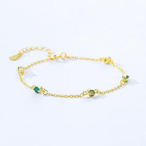 S925 Sterling Silver Green Zircon Chain <b>Bracelet</b> <b>for</b> <b>Women</b> - Anniversary Gift Customizable <b>copper</b> version - Product Image 3