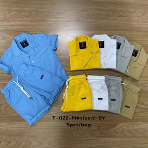 Nuovo Completo Estivo per Bambini a 2 Pezzi, Camicia a Maniche Corte a Righe e Pantaloncini - Product Image 4