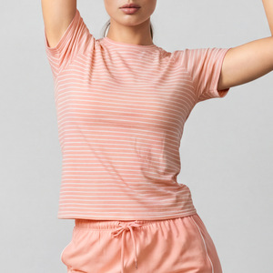 T-Shirt Casual <span class=keywords><strong>a</strong></span> <span class=keywords><strong>Righe</strong></span> all'Ingrosso, Nuovo Design, Asciugatura Rapida, Morbida in Rayon, Manica Corta per Donna, T-Shirt per il Tempo Libero - Product Image 3