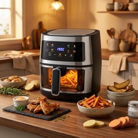 Four à friteuse à air numérique intelligent à grande capacité avec double panier, design moderne en aluminium carré, écran LCD, cuisson rapide