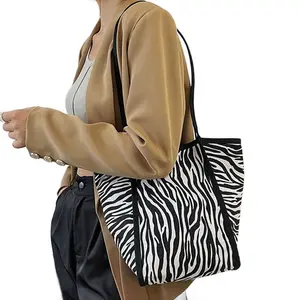 Tas tangan wanita dan bahu mode baru tas Tote kanvas cetak desain kustom warna penuh besar grosir Kanada untuk bordir