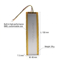 Batterie Polymère Lithium Flexible Rectangulaire 3.7V 3900mAh 3800mAh 5040150 avec BMS pour Feux Arrière LED