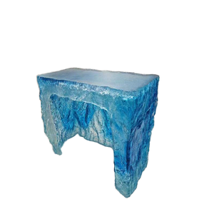 Table à manger moderne en forme <span class=keywords><strong>de</strong></span> vague en résine transparente éclairée pour bar-librairie <span class=keywords><strong>de</strong></span> l'île-écologique et durable - Product Image 3