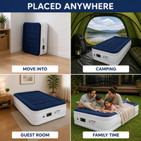 Matelas Gonflable Simple avec Pompe Intégrée, PVC Floqué, Structure Double Couche Ondulée, Portable pour Maison et Camping, OEM