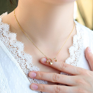 Custom 316L Stainless Steel 14k 18k Gold Plated Jewelry Fashion Heart Zircon Pendant <b>Necklace</b> for Women wholesale - Product Image 4