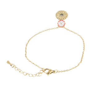 สร้อยข้อมือผู้หญิงลายดอกไม้สีทอง โลหะผสมสังกะสี รุ่น 219015 - Product Image 1