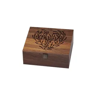 Wholesale Chinese Rectangular Retro Brown Hand Carved Wood Box Diy Wooden Box Jewellery Carved Design