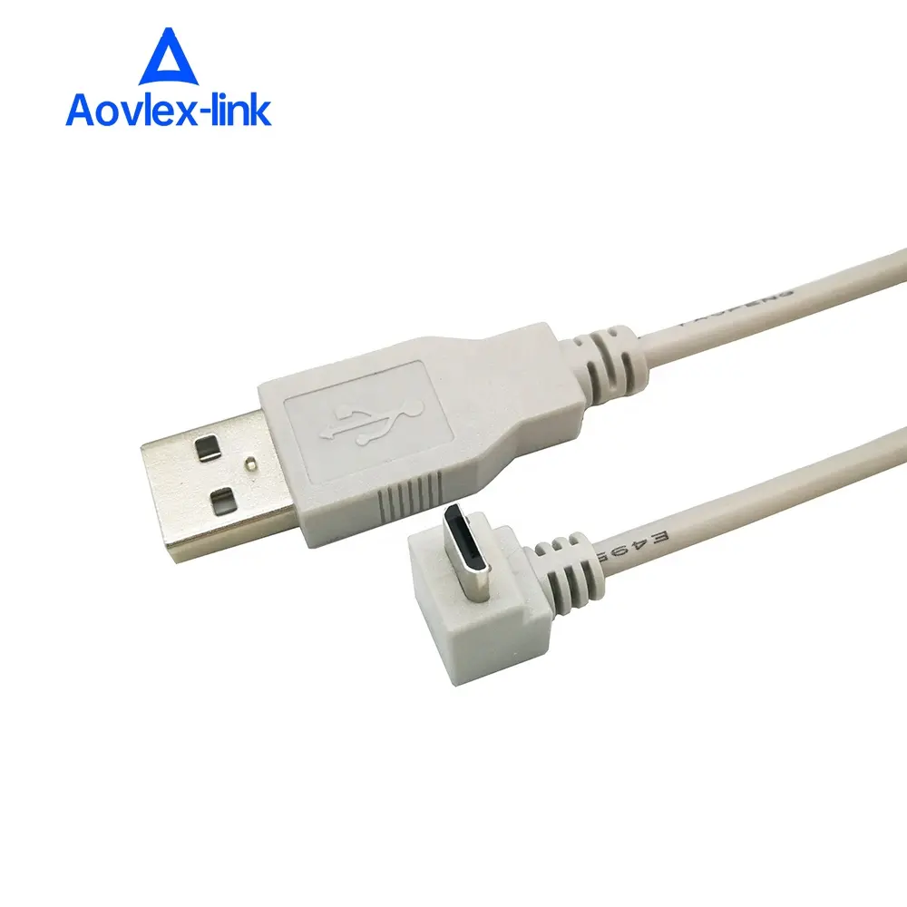 Kabel Miring Kanan USB AM Ke Mikro B 5P Kustom Kabel Usb OEM