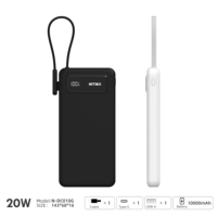 NITIKA 10000mAh 20W PD Power Bank semi-solide, chargeur rapide portable avec câble intégré, certifié 3C et PSE