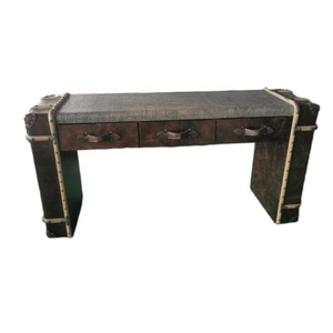 Tavolo da ufficio americano stye antico in vera pelle di lusso executive scrivania da ufficio capo mobili per ufficio - Product Image 6