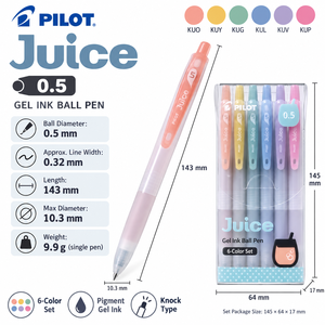 Set di Penne Gel <span class=keywords><strong>Pilot</strong></span> Juice 0.5mm, 6 Colori, Collezione Pastello Tenuo - Product Image 5