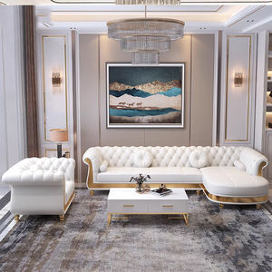 أريكة تشيسترفيلد الفاخرة أثاث غرفة معيشة للفنادق والمكاتب المنزلية طقم أريكة جلد مودرن - Product Image 2