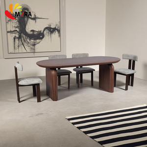 Раскладной обеденный стол Nordic Mesa De Jantar Extensivel, минималистичный, коричневый, овальный, из МДФ, для ресторана. - Product Image 6