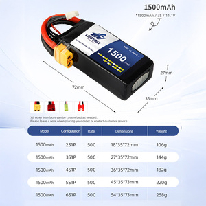 2S/3S/4S/6S FPV Drone 22.2V agli ioni di litio 50C/100C RC 1100/1300/1550/1800mAh <span class=keywords><strong>Quadcopter</strong></span> compatibile - Product Image 5