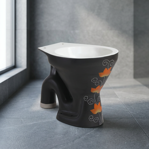 WC monobloc en céramique noir mat de style européen avec siphon en S pour salle de bain (vente en gros) - Product Image 1