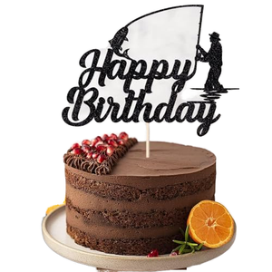 Anniversaire de <span class=keywords><strong>pêcheur</strong></span> joyeux réutilisable Cupcake Cake Toppers thème de pêche fête d'anniversaire décoration autocollant - Product Image 1