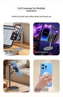 Organisateur de bureau 2-en-1 en alliage d'aluminium et silicone, support magnétique pour casque supra-auriculaire et support de téléphone portable amovible avec anneau Mag-Safe