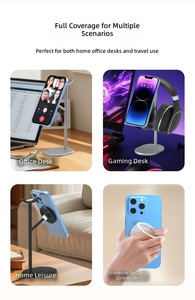 2-in-1 Penyangga Headset Aluminium Alloy Silikon untuk Meja Kerja, Gantungan Headset Over-Ear, Dudukan Ponsel Magnetik, Cincin Penyangga Mag-Safe yang Dapat Dilepas - Product Image 4