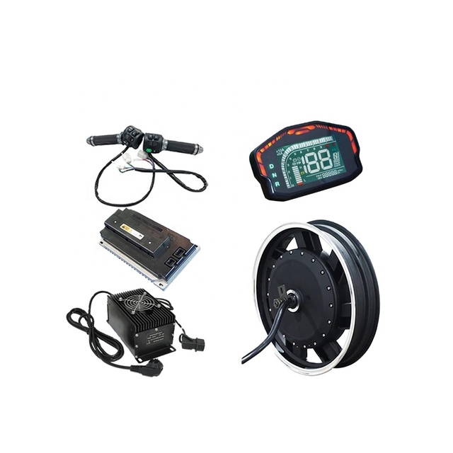 QSMOTOR 8000W V3 72V 50H 120kph Hub Motor EM200SP Controller 17X3.5inch Brushless Power Train Kits for Electric Motorcycles