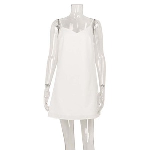 Abito estivo transfrontaliero in stile semplice europeo e americano, nuovo, alla <span class=keywords><strong>moda</strong></span>, elegante, senza maniche, con scollo a V, monocolore, slim fit, <span class=keywords><strong>linea</strong></span> ad A - Product Image 5