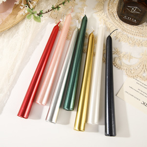Elegant Metallic Coated Straight <b>Taper</b> Stick <b>Candles</b> Dripless Smokeless Wax <b>Candles</b> For Wedding Dining Room Decoration - Product Image 1