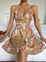 Robe d'été Gimily bleu ciel pour femme, décontractée, en coton, sans manches, coupe trapèze, mini, col en V, respirante
