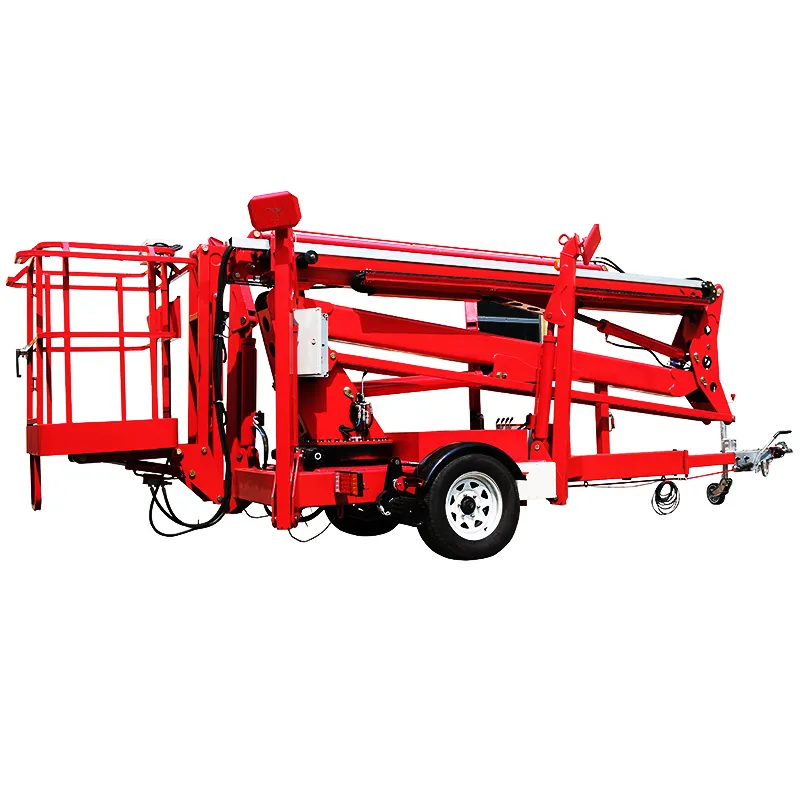 18m Tow Behind Trailer Mounted Boom Lift Telescopic Spider Hydraulic Man Articulating Aerial Platform