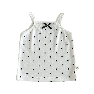 Colete Regata Infantil Feminino de Algodão com Renda e Laço, Estampa de Bolinhas, Sem Mangas, Respirável e Fino para Bebês e Crianças Pequenas - Nova Coleção Verão 2026 - Product Image 6