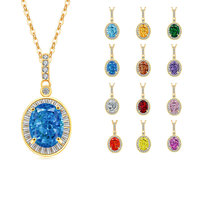 Colliers de luxe en argent sterling 925 plaqué or 18 carats avec zircon ovale multicolore et diamants