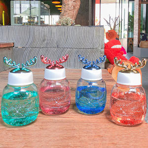 Botellas de vidrio 300ML Moose <span class=keywords><strong>Glass</strong></span> Regalo de Navidad Portable Cute Gradient Elk Charm <span class=keywords><strong>Glass</strong></span> Botella de agua - Product Image 3