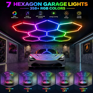 ไฟ LED รูปหกเหลี่ยม RGB สำหรับเพดานโรงรถ ควบคุมผ่านแอพ ไฟรังผึ้งสำหรับล้างรถ ไฟรูปหกเหลี่ยมสำหรับสตูดิโอแต่งรถ - Product Image 2