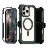 Protection intégrale 3-en-1 pour iPhone 18 Pro 17 Air 16 Plus 15 14 – Coque antichute avec anneau magnétique et clip ceinture