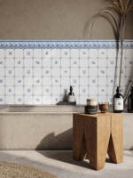 Carreaux de céramique faits à la main en porcelaine bleue et blanche chinoise, peints à la main, 123x123mm, adaptés aux murs de cuisine, de villa, d'hôtel, style moderne